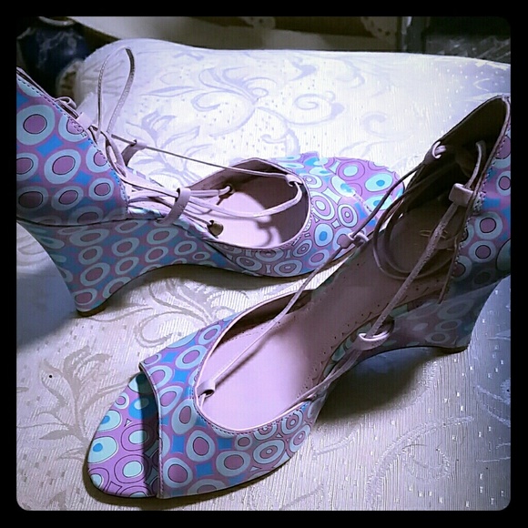 J Vincent Shoes - NEW J VINCENT MARILYN BLUE ALL LEATHER WEDGE HEELS